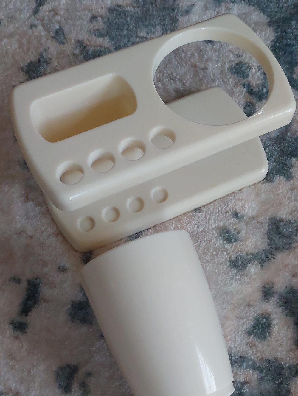 💚5/$25💚 Bathroom Caddy Cup Toothpaste Toothbrush Holder Retro